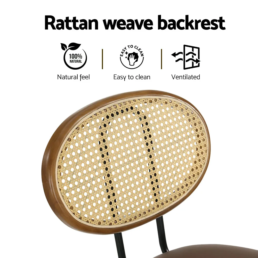 4x Bar Stools | PU Leather Stools | Brown Finish