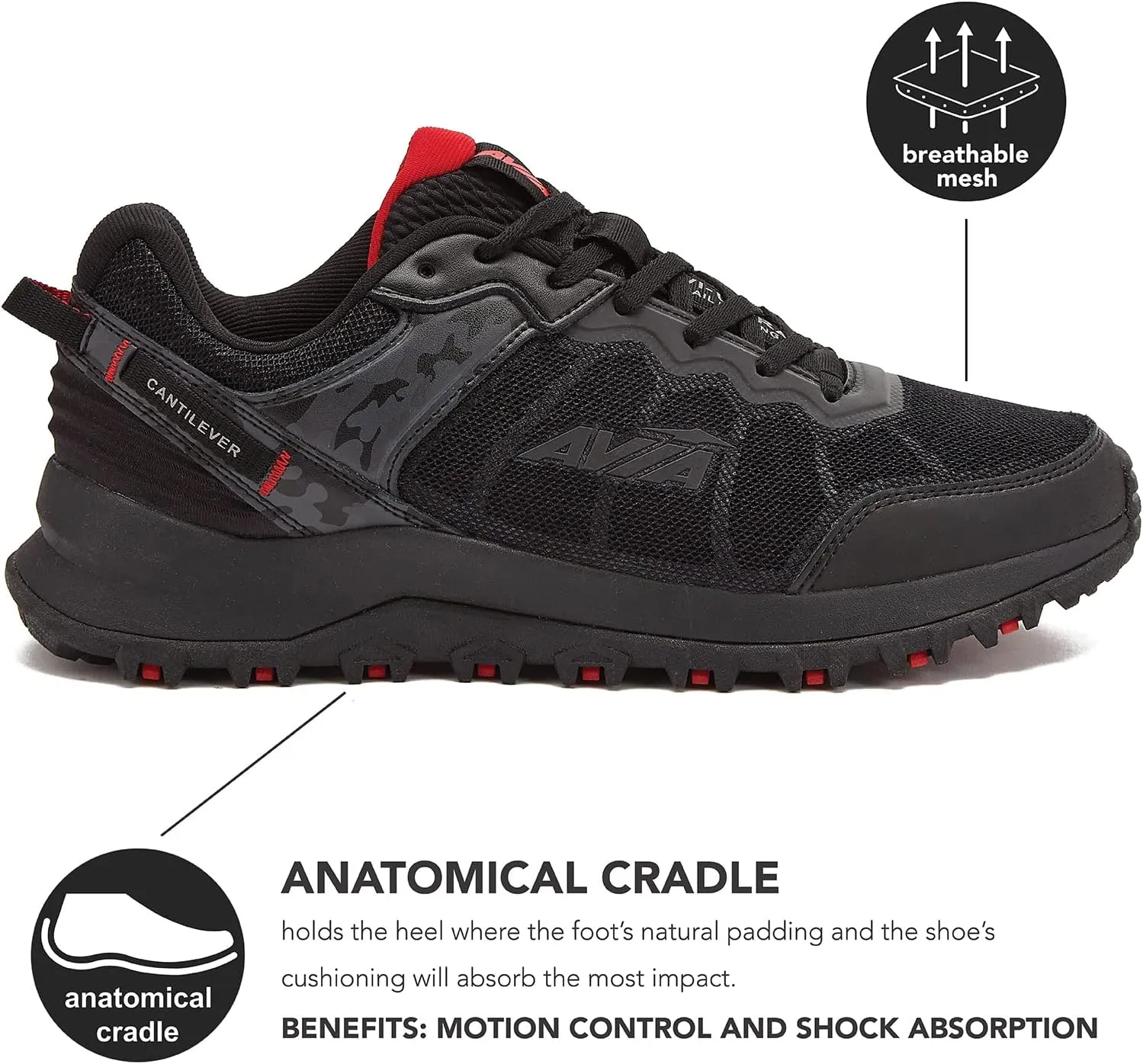 Avia Ultra Mens Trail Running Shoes, Lightweight Breathable Mesh Sneakers for Men