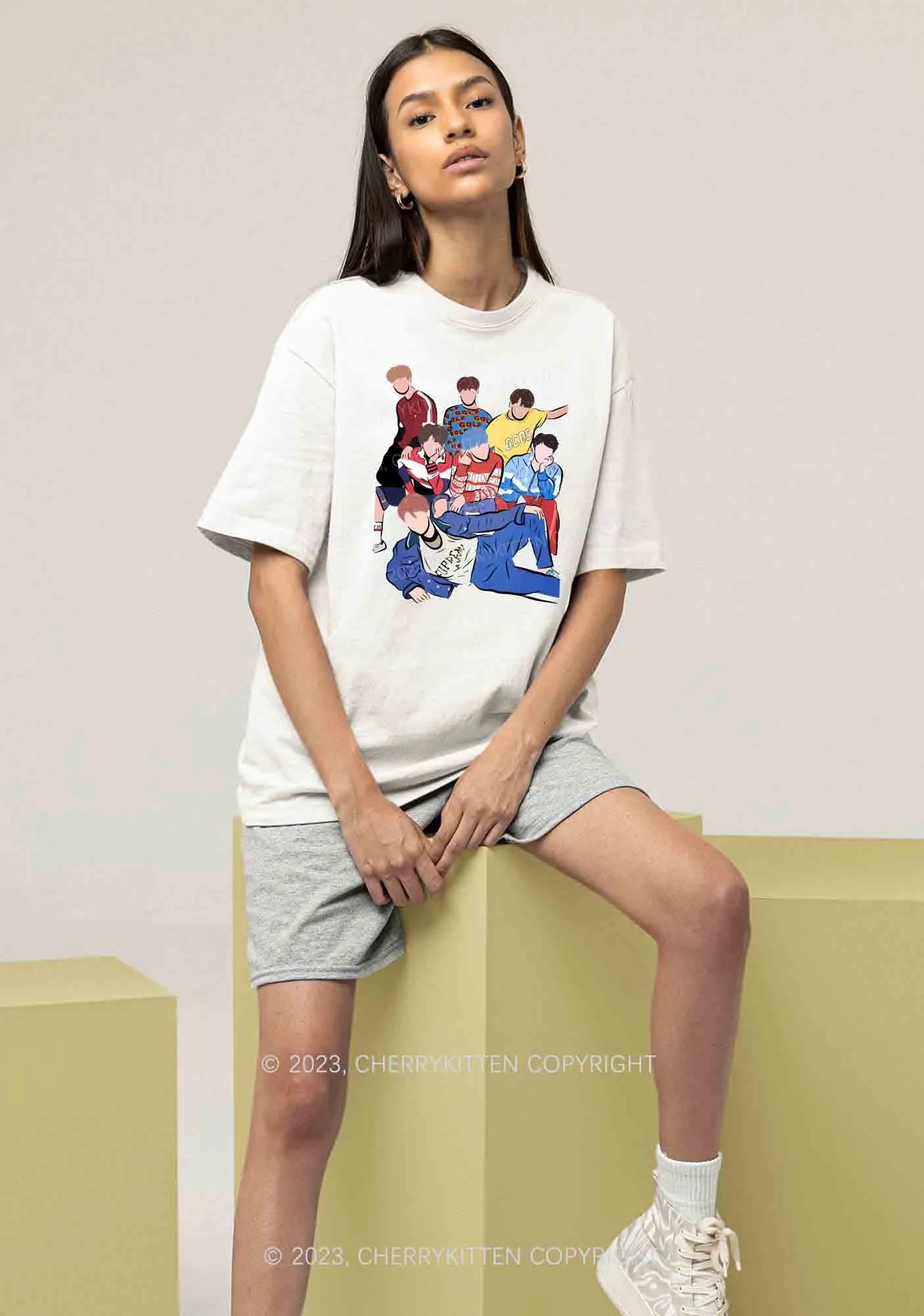 Bangtan Group Kpop Y2K Chunky Shirt Cherrykitten