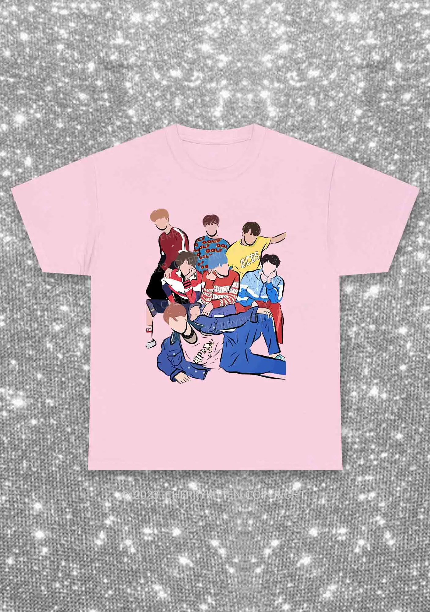 Bangtan Group Kpop Y2K Chunky Shirt Cherrykitten