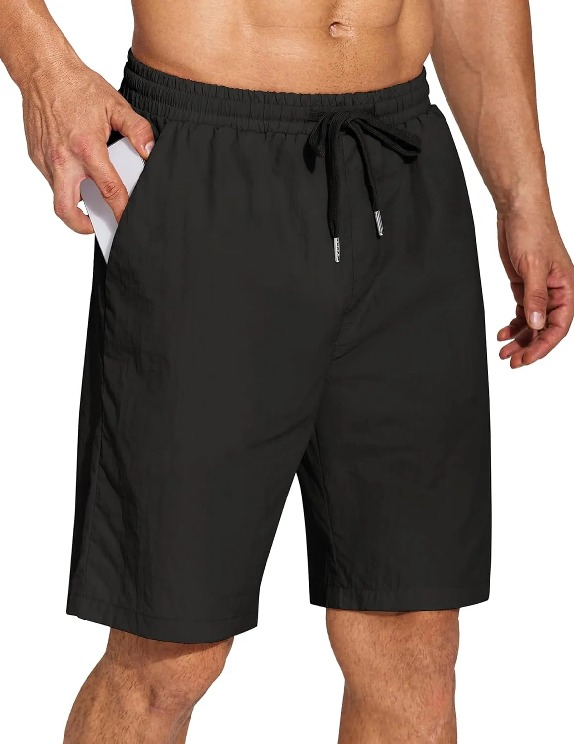 COOFANDY Men's Summer Beach Shorts Lightweight Elastic Waist Drawstring Casual Shorts with Pocket