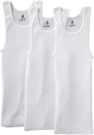 Hanes Men??s Tall 100% Cotton Ribbed Tank Tagless Undershirts, Multipack