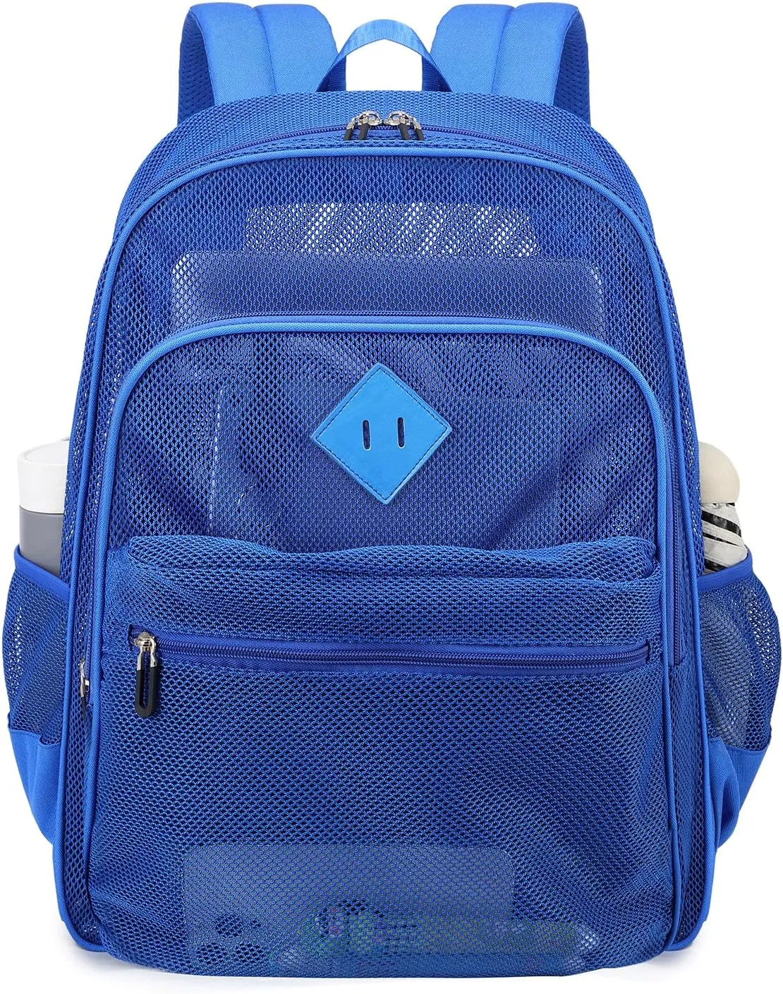 MOONBABY Mesh Backpack Heavy Duty, See Through School Backpack Transparent Bookbag for Swimming, Beach, Sports, Work, Travel
