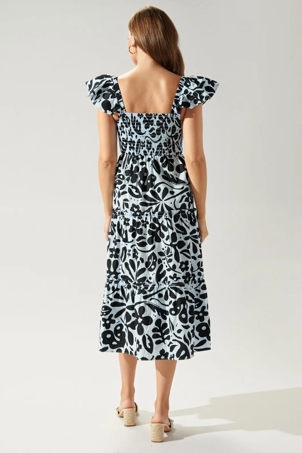 Morning Tropics Smocked Tiered Midi Dress