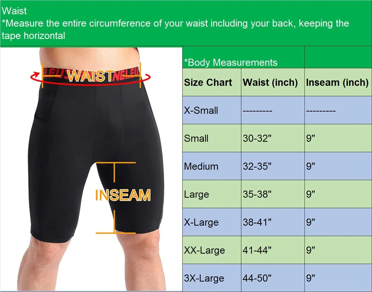 NELEUS Men's 3 Pack Running Compression Shorts with Pockets