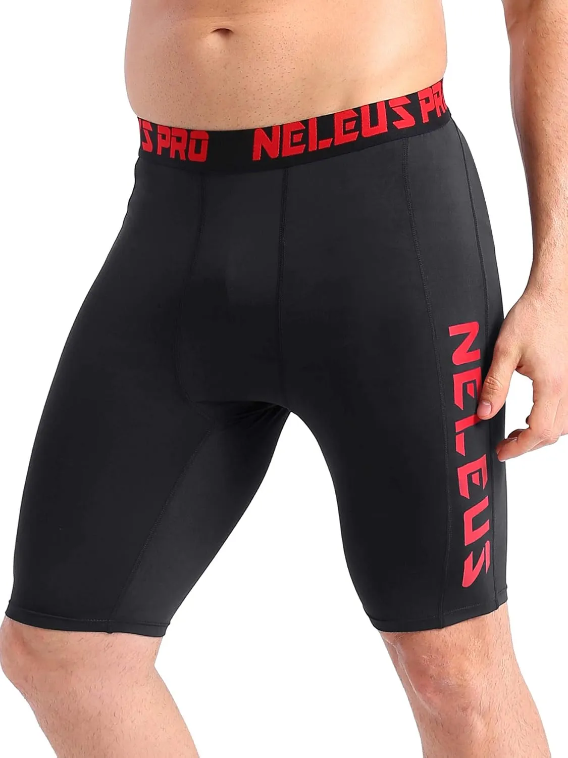 NELEUS Men's 3 Pack Running Compression Shorts with Pockets