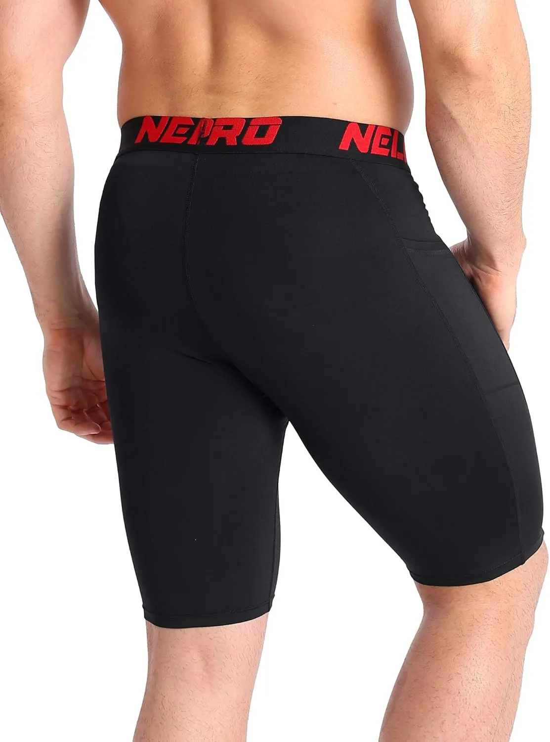 NELEUS Men's 3 Pack Running Compression Shorts with Pockets