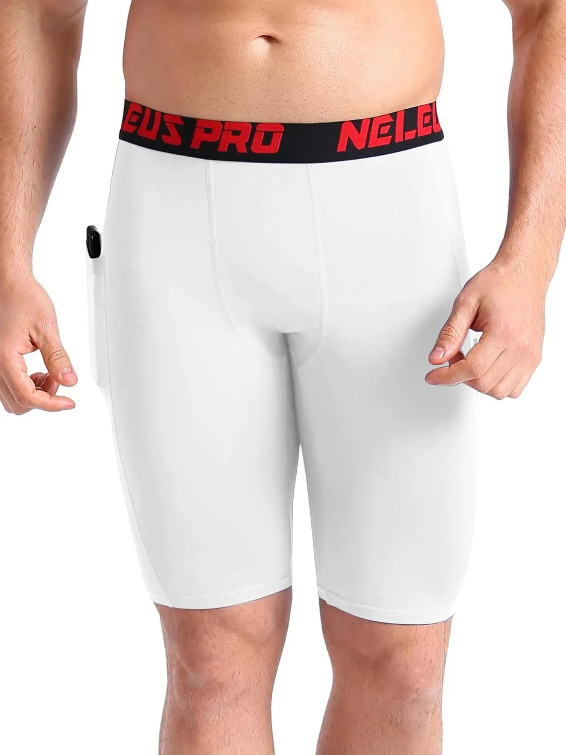 NELEUS Men's 3 Pack Running Compression Shorts with Pockets