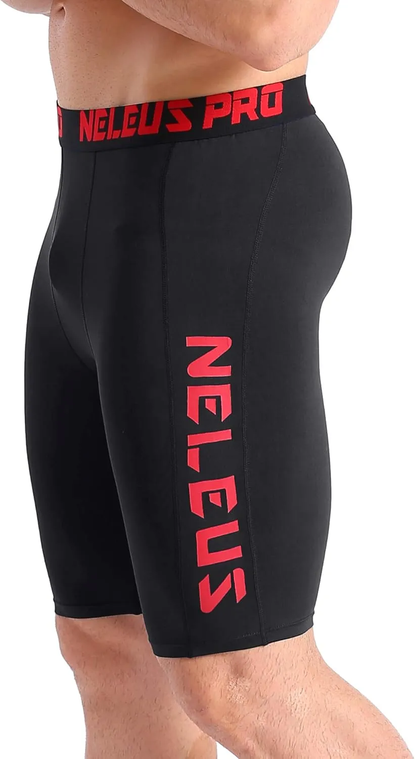 NELEUS Men's 3 Pack Running Compression Shorts with Pockets