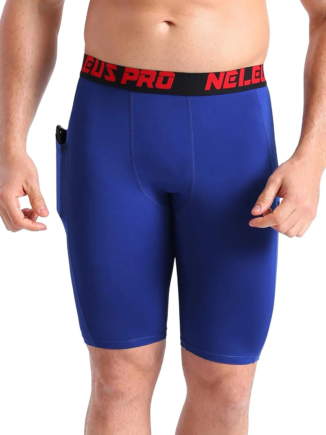 NELEUS Men's 3 Pack Running Compression Shorts with Pockets