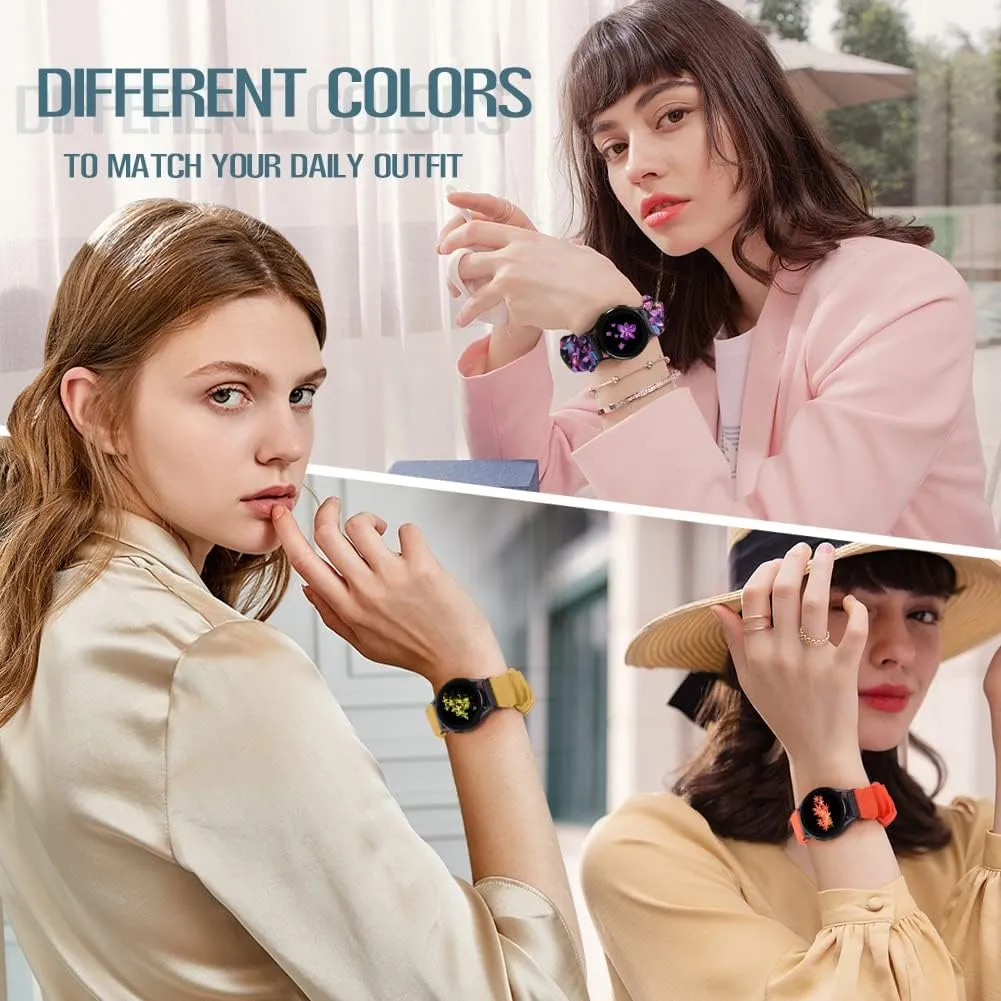 Runostrich Compatible with Samsung Galaxy Watch 7/6/5/4/FE 40mm 44mm/Galaxy Watch 6/4 Classic/Watch 5 Pro Bands, 10pack 20mm Scrunchie Cute Stretchy Watch Band for Garmin Vivoactive 3/Venu/Venu 2 Plus