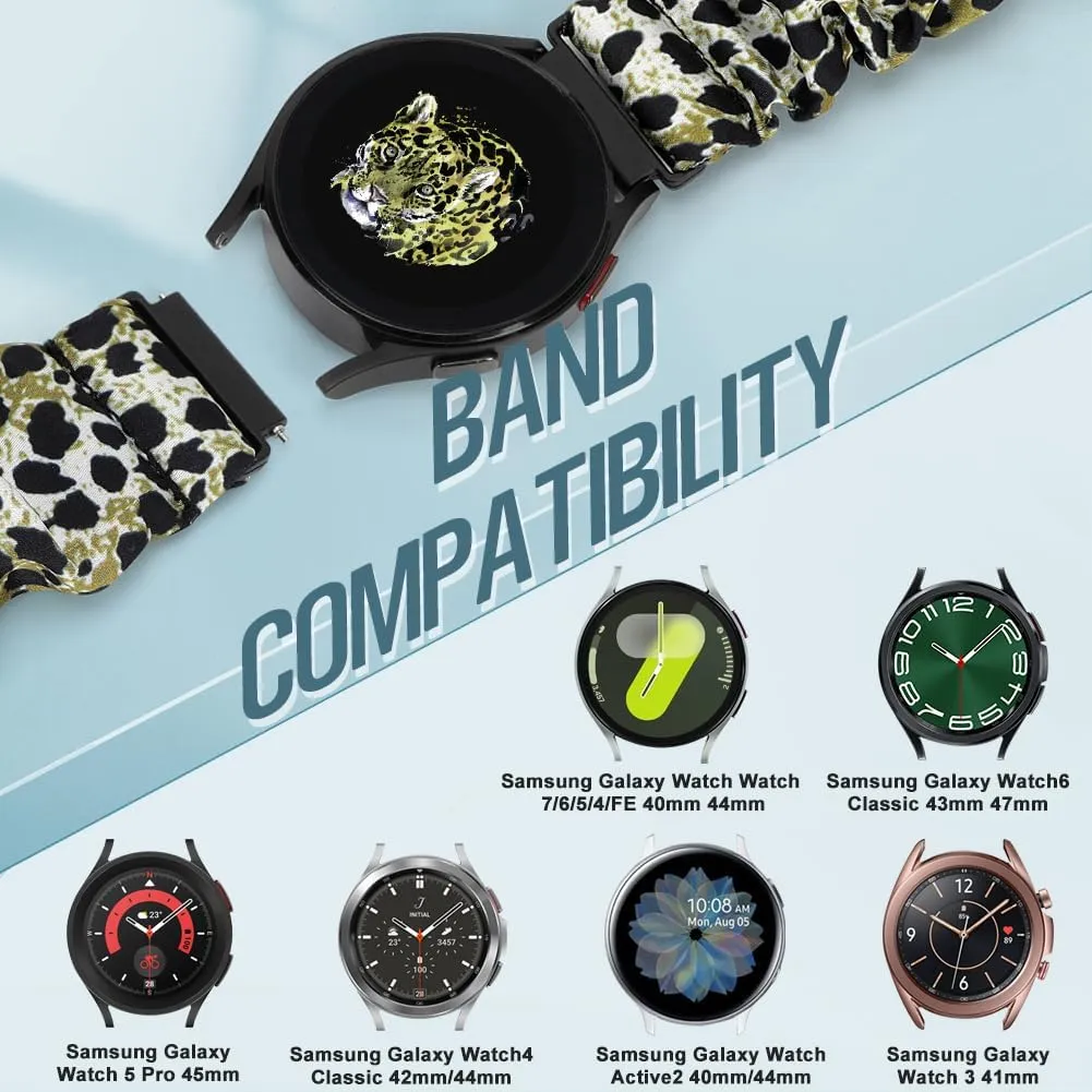 Runostrich Compatible with Samsung Galaxy Watch 7/6/5/4/FE 40mm 44mm/Galaxy Watch 6/4 Classic/Watch 5 Pro Bands, 10pack 20mm Scrunchie Cute Stretchy Watch Band for Garmin Vivoactive 3/Venu/Venu 2 Plus