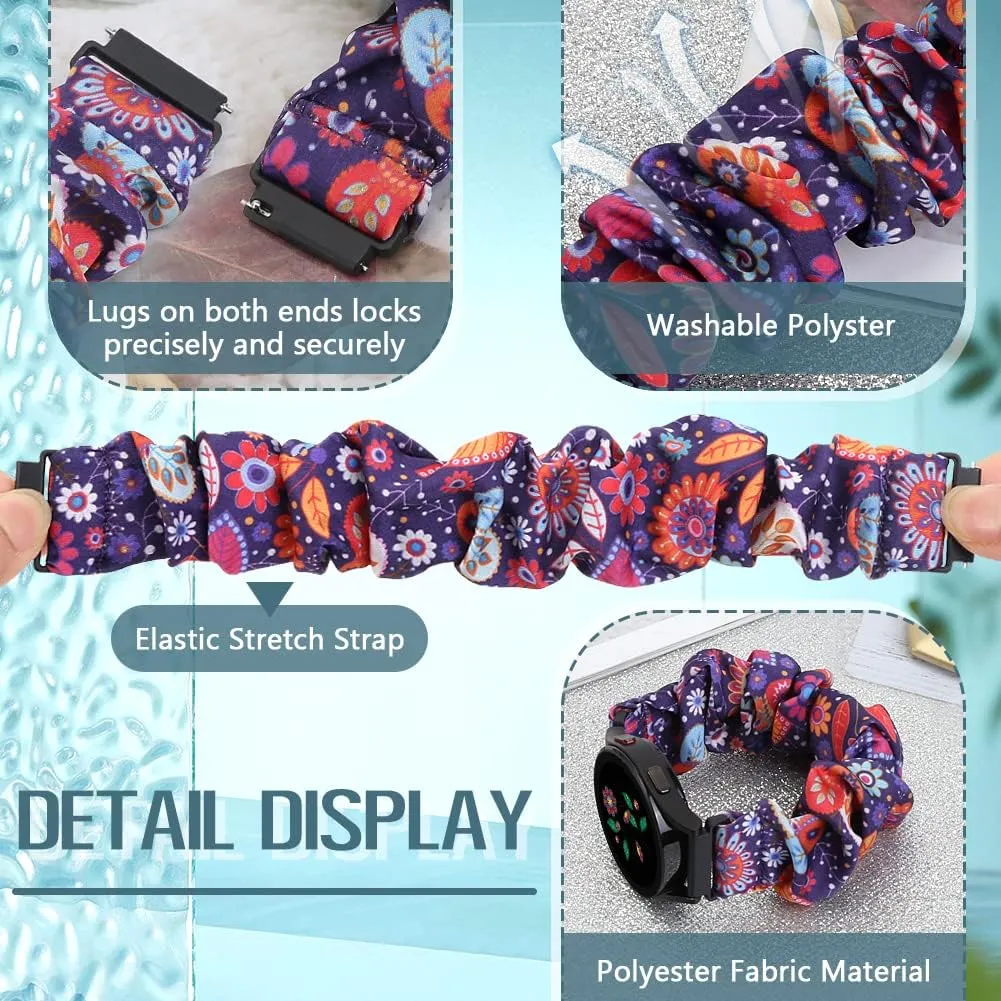 Runostrich Compatible with Samsung Galaxy Watch 7/6/5/4/FE 40mm 44mm/Galaxy Watch 6/4 Classic/Watch 5 Pro Bands, 10pack 20mm Scrunchie Cute Stretchy Watch Band for Garmin Vivoactive 3/Venu/Venu 2 Plus