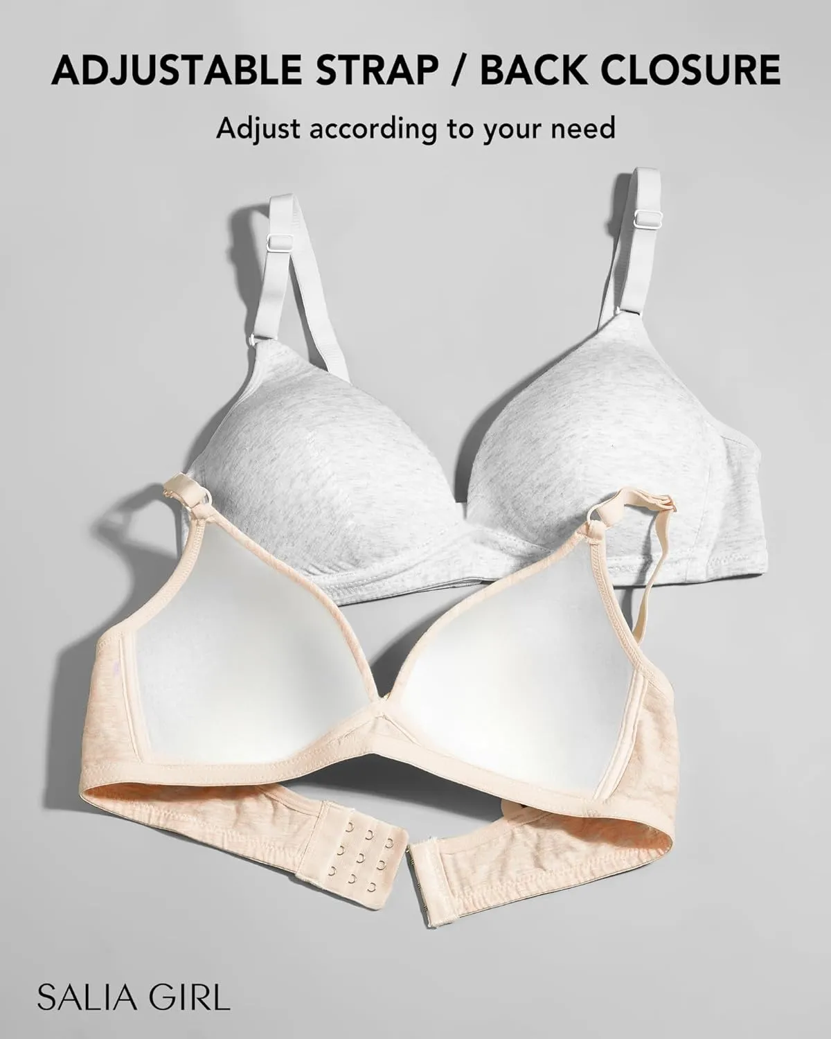 SALIA GIRL Soft Padded Bras for Girls & Teens 12-14, No Wires Cotton Developed Training Bras