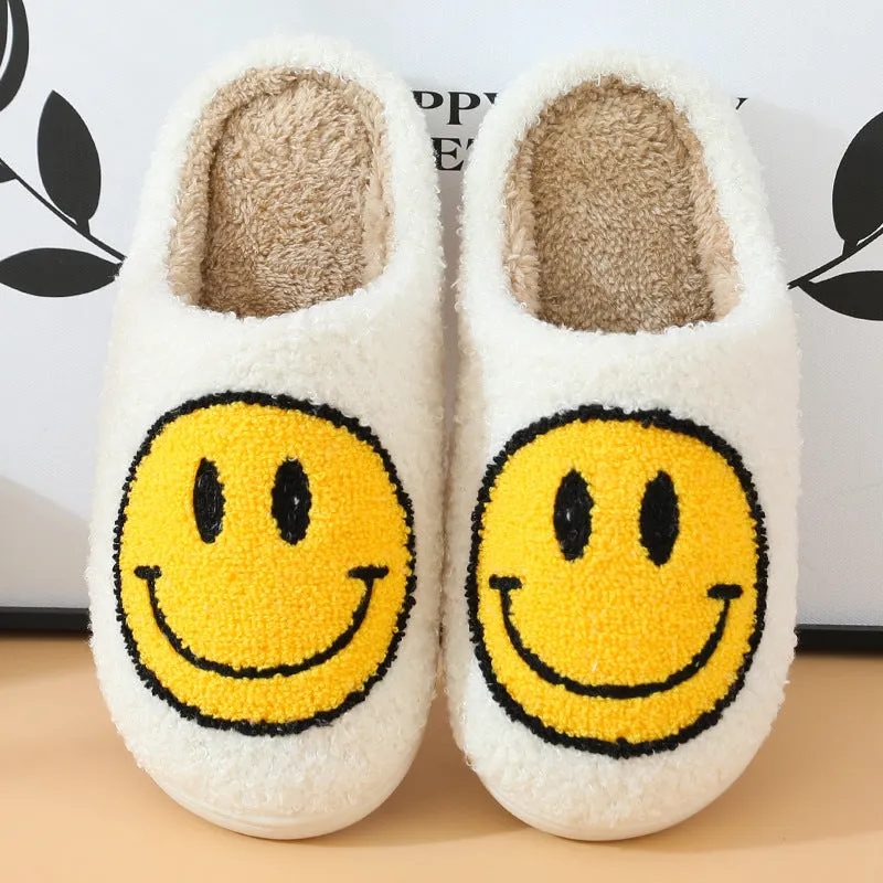 Wholesale Smiling Face Warm Winter Soft Sole Thickened Non-slip Cotton Slippers