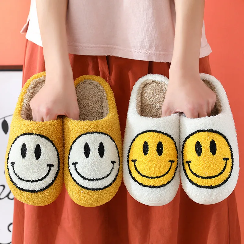 Wholesale Smiling Face Warm Winter Soft Sole Thickened Non-slip Cotton Slippers